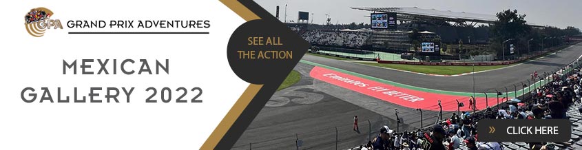banner with the track and crowd at the mexico GP saying mexican gallery 2022